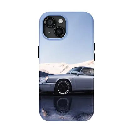 Porsche 911 Silver Coupe Snow Mountains