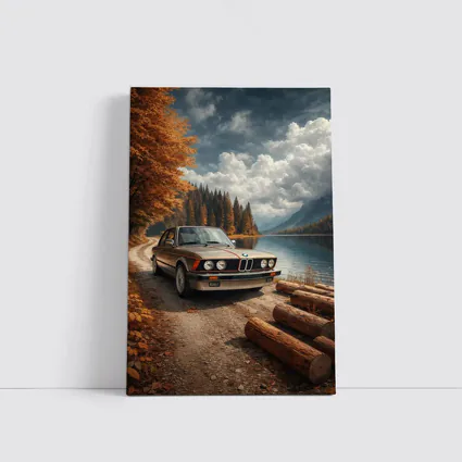 BMW E21 3 Series Autumn Lake Road