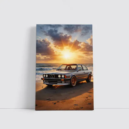 BMW E24 Classic Coupe Beach Sunset