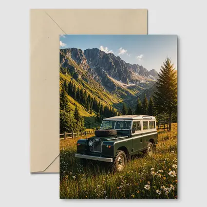 Classic Land Rover Defender Alpine Meadow Mountains