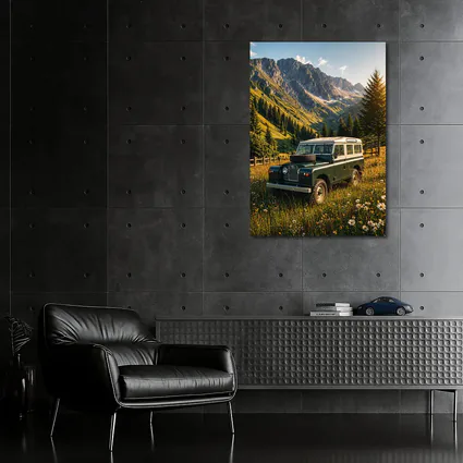 Classic Land Rover Defender Alpine Meadow Mountains