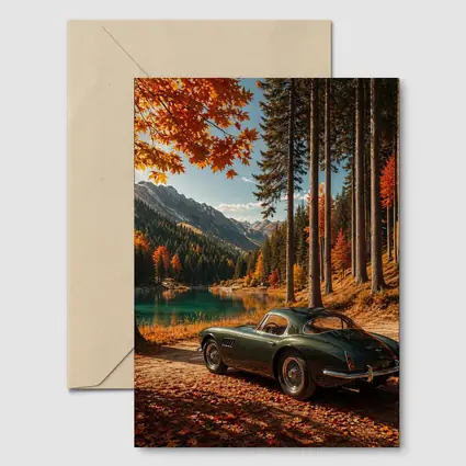 Classic Maserati Parked By Autumn Mountain Lake