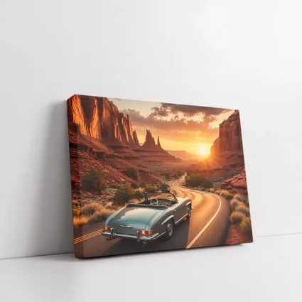 Mercedes Benz Classic Convertible Desert Canyon Sunset