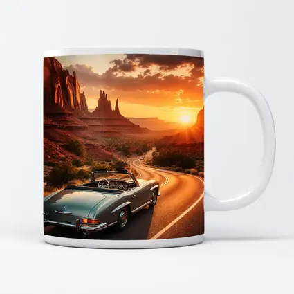 Mercedes Benz Classic Convertible Desert Canyon Sunset