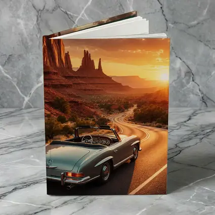Mercedes Benz Classic Convertible Desert Canyon Sunset