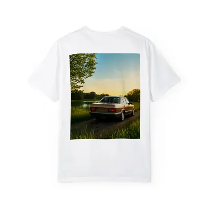 Mercedes W126 Sedan Golden Sunset Countryside Road