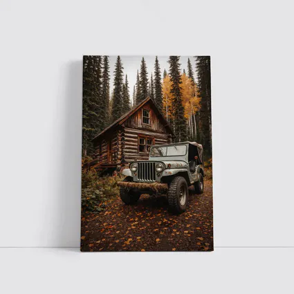 Classic Jeep CJ Log Cabin Forest