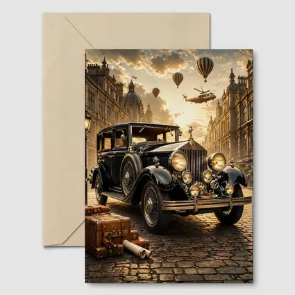 Classic Rolls Royce Vintage Street Steampunk Scene
