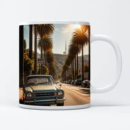 Ford Classic Car Hollywood Palm Tree Street