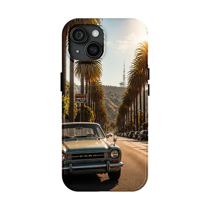 Ford Classic Car Hollywood Palm Tree Street
