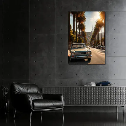 Ford Classic Car Hollywood Palm Tree Street
