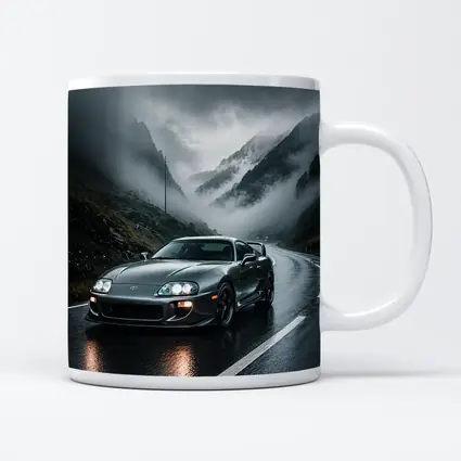 Toyota Supra on Rainy Mountain Road