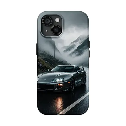 Toyota Supra on Rainy Mountain Road