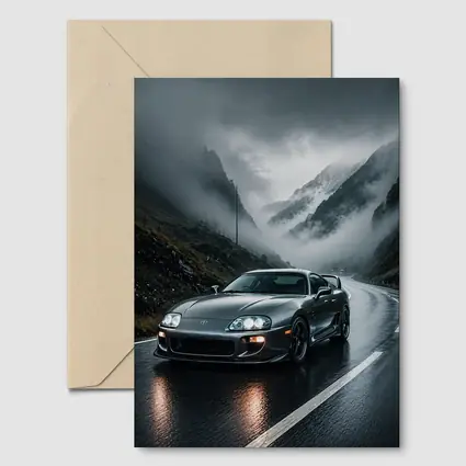 Toyota Supra on Rainy Mountain Road