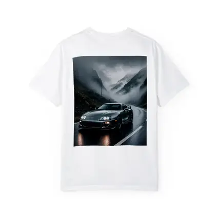 Toyota Supra on Rainy Mountain Road