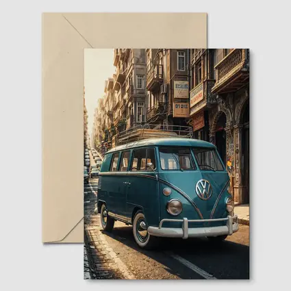 Volkswagen Beetle Bus On City Street
