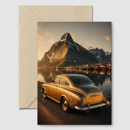 Classic Volvo Gold Car Norway Mountains