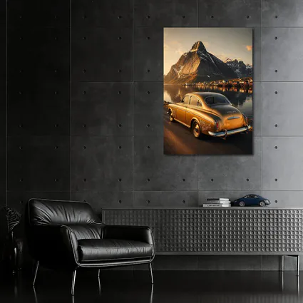Classic Volvo Gold Car Norway Mountains