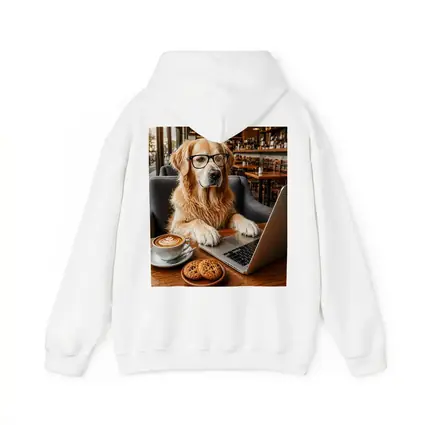 Golden Retriever Working in Coffee Shop