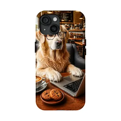 Golden Retriever Working in Coffee Shop