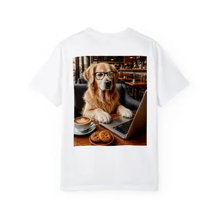 Golden Retriever Working in Coffee Shop