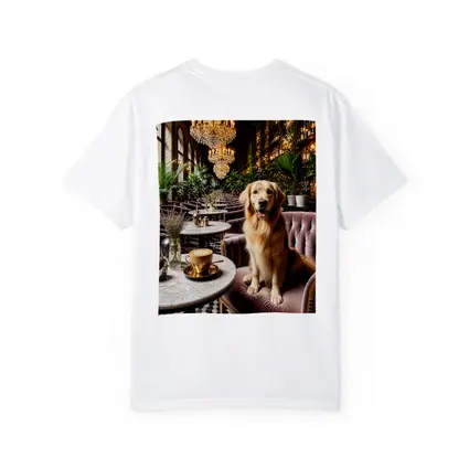 Golden Retriever Relaxing in Elegant Cafe