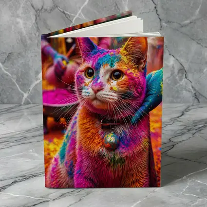 Colorful Cat Covered in Holi Powder
