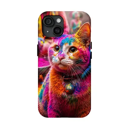 Colorful Cat Covered in Holi Powder