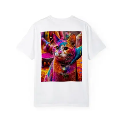 Colorful Cat Covered in Holi Powder