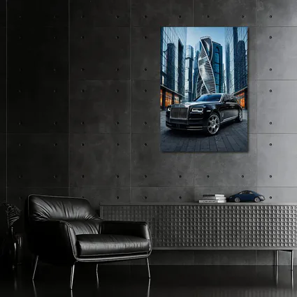 Rolls Royce Ghost Black City Skyscrapers