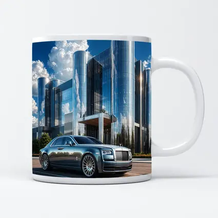 Rolls Royce Ghost Parked Before Glass Tower