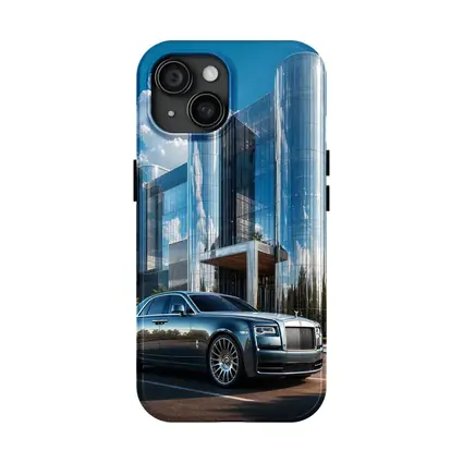 Rolls Royce Ghost Parked Before Glass Tower