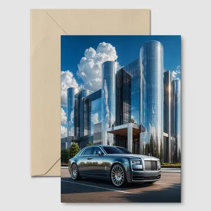 Rolls Royce Ghost Parked Before Glass Tower