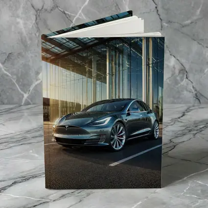Tesla Model S Outside Glass Building