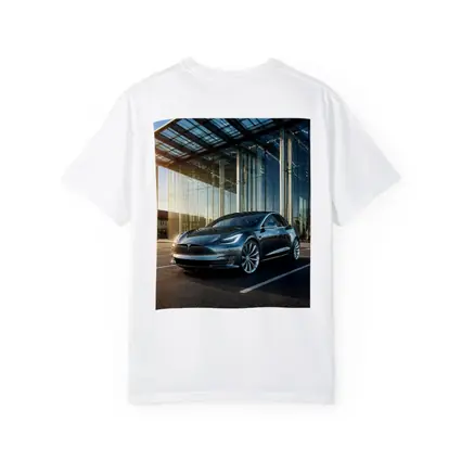 Tesla Model S Outside Glass Building
