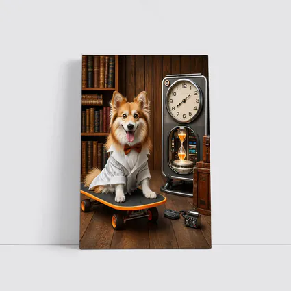 Corgi Dog Scientist On Skateboard Library