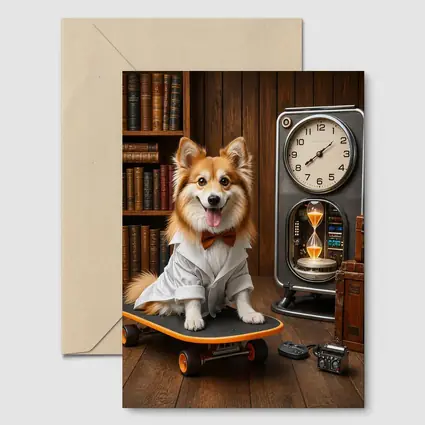 Corgi Dog Scientist On Skateboard Library