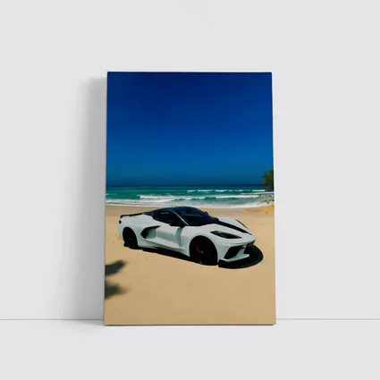 Chevrolet Corvette C8 White Beach Ocean