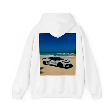 Chevrolet Corvette C8 White Beach Ocean