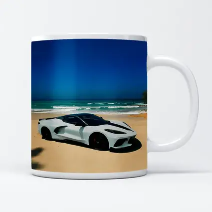 Chevrolet Corvette C8 White Beach Ocean