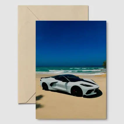 Chevrolet Corvette C8 White Beach Ocean