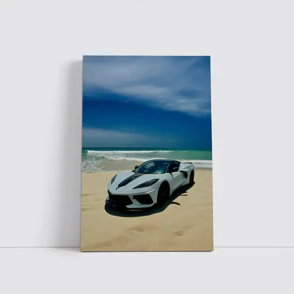 Chevrolet Corvette C8 White Beach Shore