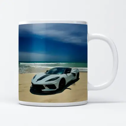 Chevrolet Corvette C8 White Beach Shore