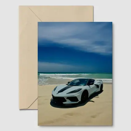 Chevrolet Corvette C8 White Beach Shore