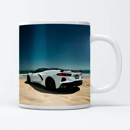 Chevrolet Corvette C8 White Beach Shore