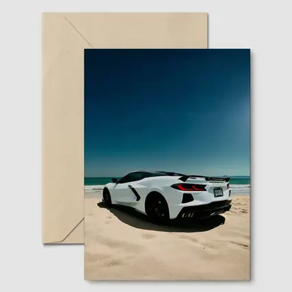 Chevrolet Corvette C8 White Beach Shore