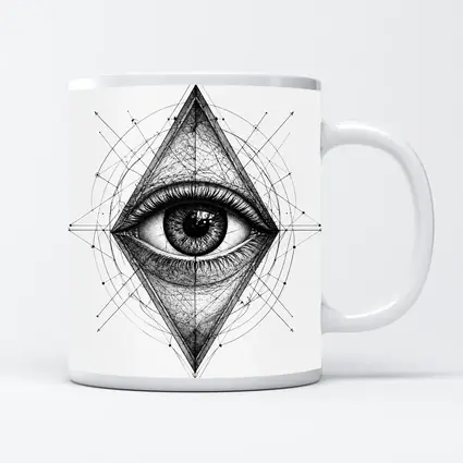 All Seeing Eye Sacred Geometry Black White
