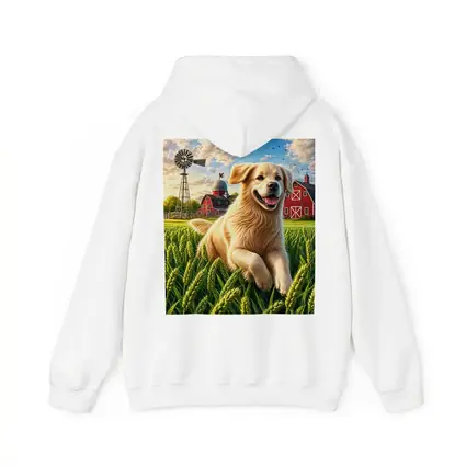 Golden Retriever Running Through Farm Wheat Field