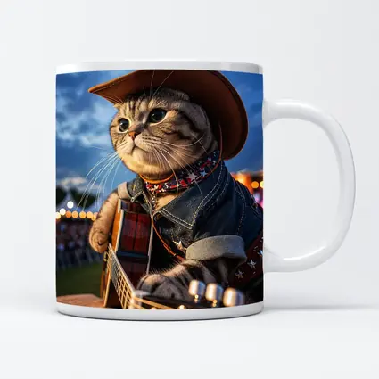 Cowboy Cat Playing Guitar at Festival