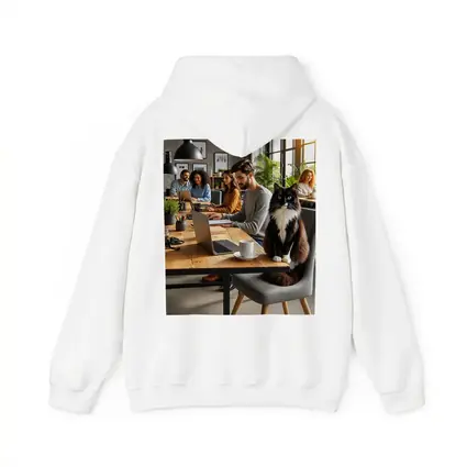 Black White Cat Cozy Office Workspace